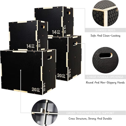Plyo Box, 3-in-1 Foam Plyometric Jump Box, Box Jump for for Home Gym Training Fitness Workout
