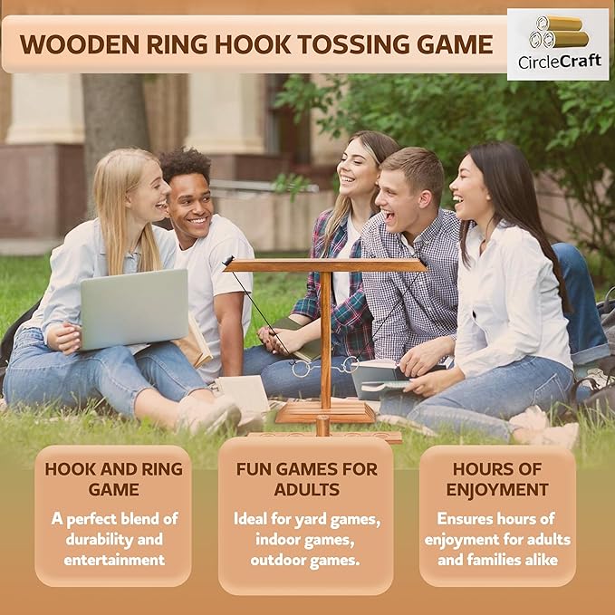 Ring Toss Game for Adults, Hook and Ring Game, Swinging String Hook & Ring Tabletop Battle Game