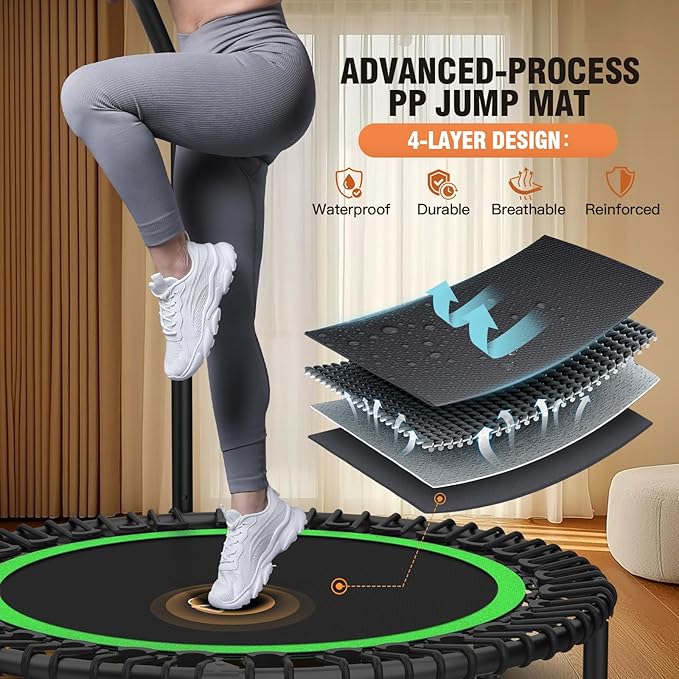 ANCHEER 40" Foldable Mini Trampoline,Max Load 450lbs/550lbs Indoor Trampoline,with 4 Level