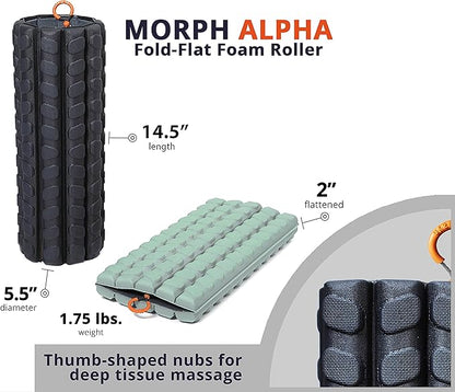 Morph Foam Roller (Alpha-Sage): Collapsible Travel Foam Roller for Pain Relief, Workout Muscle
