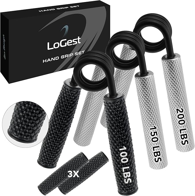 Logest Metal Hand Grip Set, 100LB-200LB 3 Pack 50LB-200LB 4 Pack No Slip Heavy-Duty Grip