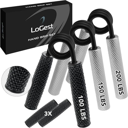 Logest Metal Hand Grip Set, 100LB-200LB 3 Pack 50LB-200LB 4 Pack No Slip Heavy-Duty Grip
