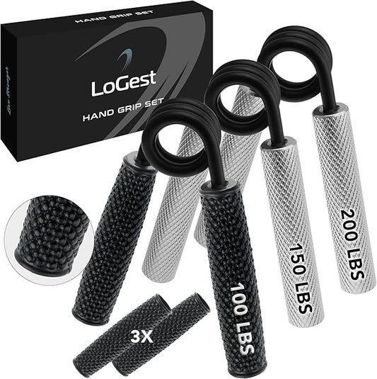 Logest Metal Hand Grip Set, 100LB-200LB 3 Pack 50LB-200LB 4 Pack No Slip Heavy-Duty Grip