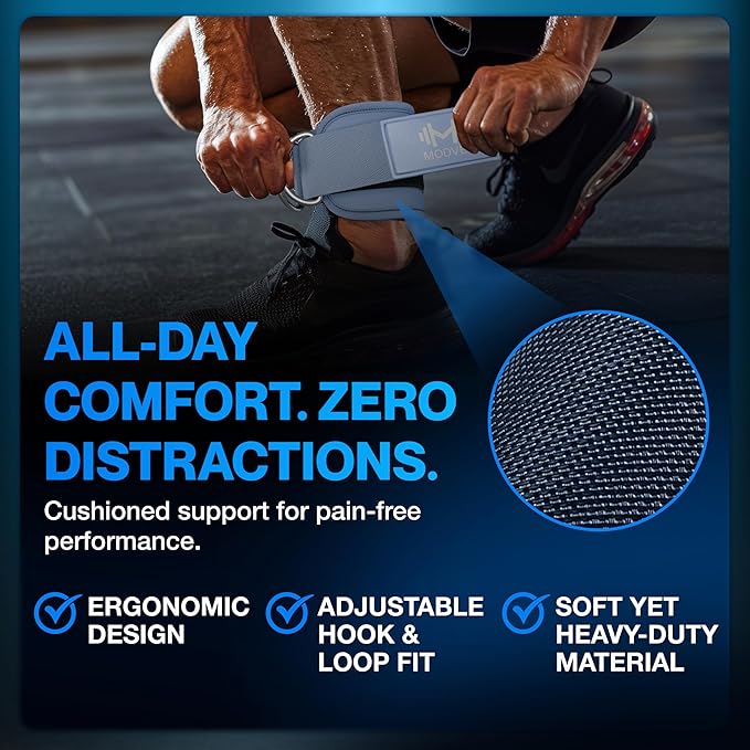 Modvel Gym Ankle Strap for Cable Machines ??Glute & Leg Kickback Ankle Straps for Gym Workouts