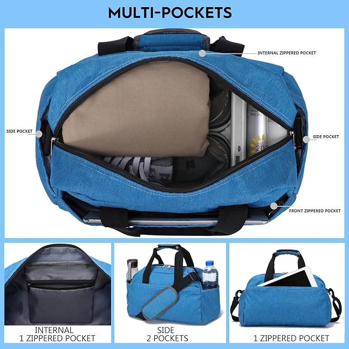 14 inch Small Gym Bag for Women & Men, Mini Duffel Bag for Travel Sports Lightweight Carry On