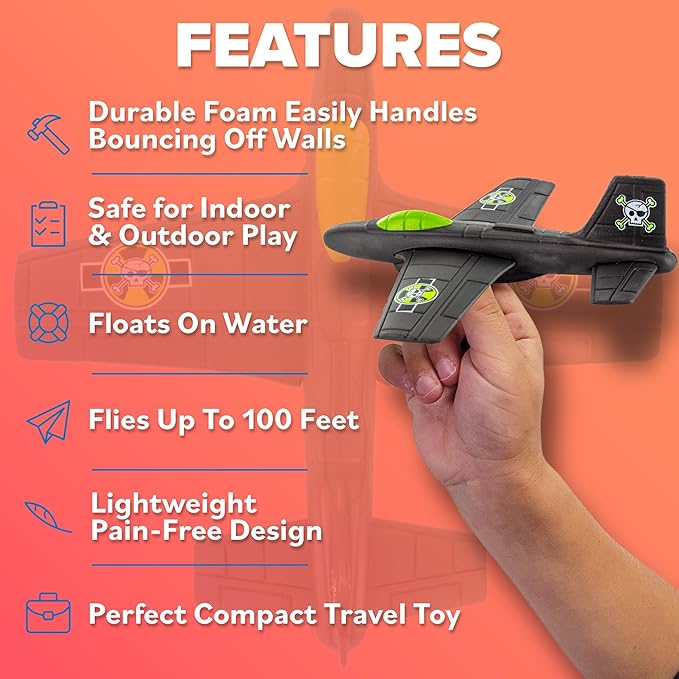Toy Airplane For Kids: Sturdy & Durable EVA Foam Plane - Airplane Toy Stocking Stuffers & Small