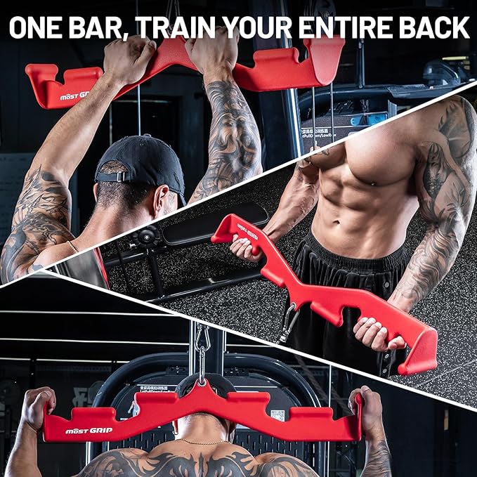 LAT Pull Down Bar with 6 Ergonomic Handles, Neutral Grip LAT Pulldown Attachments for Whole Back