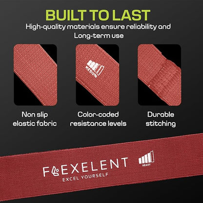 Fabric Resistance Bands for Working Out with 5 Strength Levels - Extra Light to Extra Heavy, Thick