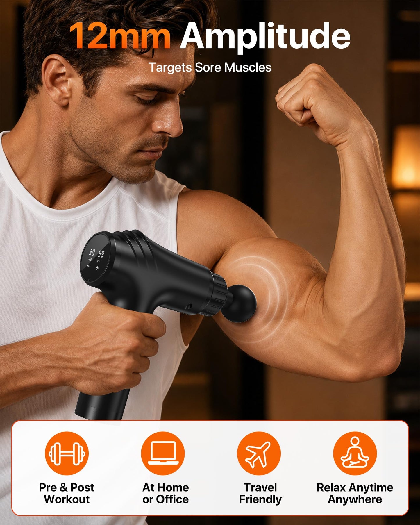 Youdgee Massage Gun, 30 Speeds, 6 Heads, Quiet Deep Tissue Muscle Massager