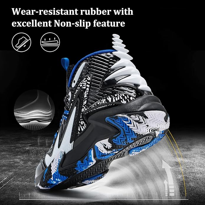 VITUOFLY Kids Basketball Shoes Boys Air Cushion Sneakers Girls Mid Top School Hoops Shoes Non-Slip