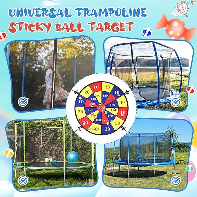 29" Dart Board Game Trampoline Accessories, Toss Game Dartboard with 20 Sticky Balls, Indoor &
