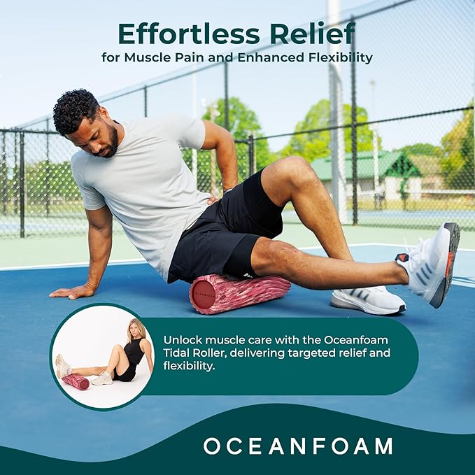Oceanfoam Tidal Roller - Maroon, Blush & Hot Pink Marbled - Muscle Massage Foam Roller for Back