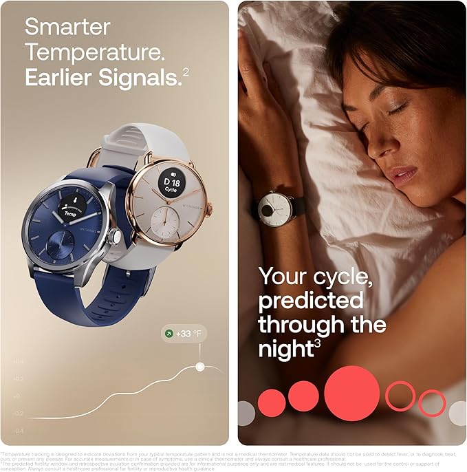 Withings ScanWatch 2 - Hybrid Smart Watch, Heart Rate Monitoring, Fitness Tracker, Cycle Tracker