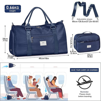 FIORETTO Womens Gym Tote Duffle Bag with Toiletry Bag, Sports Duffel Overnight Hospital Workout
