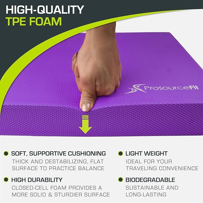 ProsourceFit Exercise Balance Pad ??Non-Slip Cushioned Foam Mat & Knee Pad for Fitness and