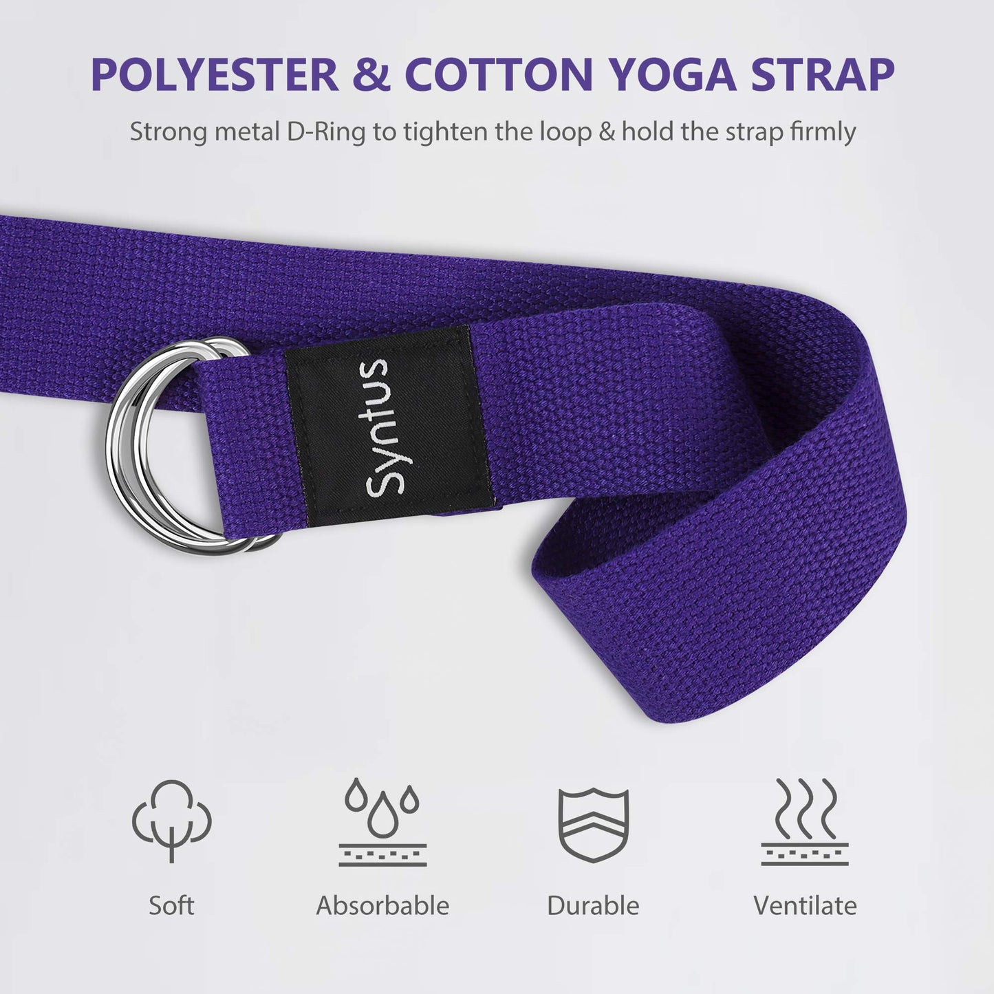 Syntus Yoga Block and Strap Set, 2 EVA Foam Soft Non-Slip Blocks 9×6×4 inches, 8FT Metal D-Ring