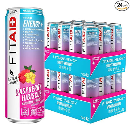 FITAID ENERGY, 200mg Natural Caffeine, Keto, Raspberry Hibiscus, Optimum Performance Formula: