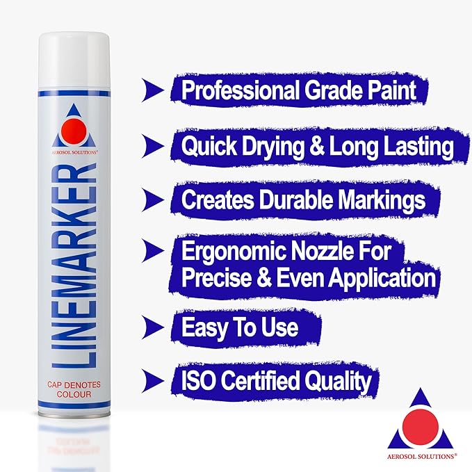 Line Marker, Grass and Road Spray Paint, Athletic Field Striping Paint Spray -White 26 Fl Oz (Pack