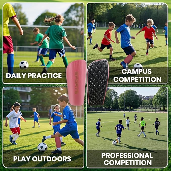 Shin Guards Soccer Kids 2025 Version High-Density Foam Soccer Shin Guard with Sleeves Shin