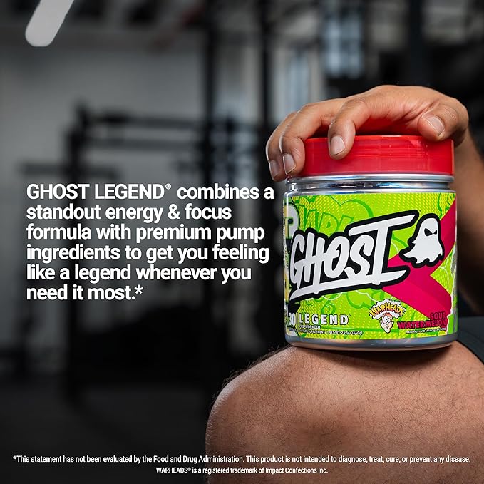 GHOST Legend Pre-Workout Powder, Warheads Sour Watermelon - 30 Servings ??Pre-Workout for Men &