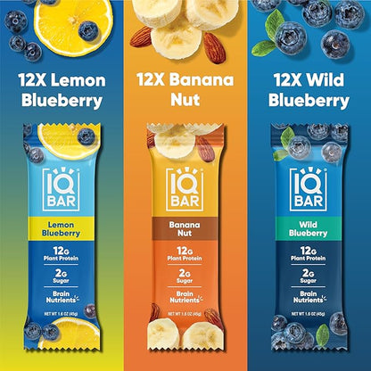 IQBAR Brain and Body Plant Protein Bars - Fruit Lovers Variety - 36-Count Low Carb - Gluten Free