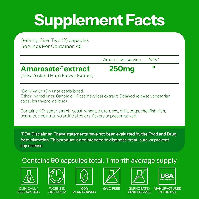 Calorie Control Supplement 6X Natural GLP-1 Activator, Official & Patented Amarasate Formula, Plant