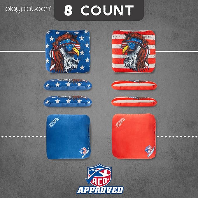 Play Platoon Cornhole Bags Set of 8 Regulation Professional Corn Hole Bean Bags ACO Approved