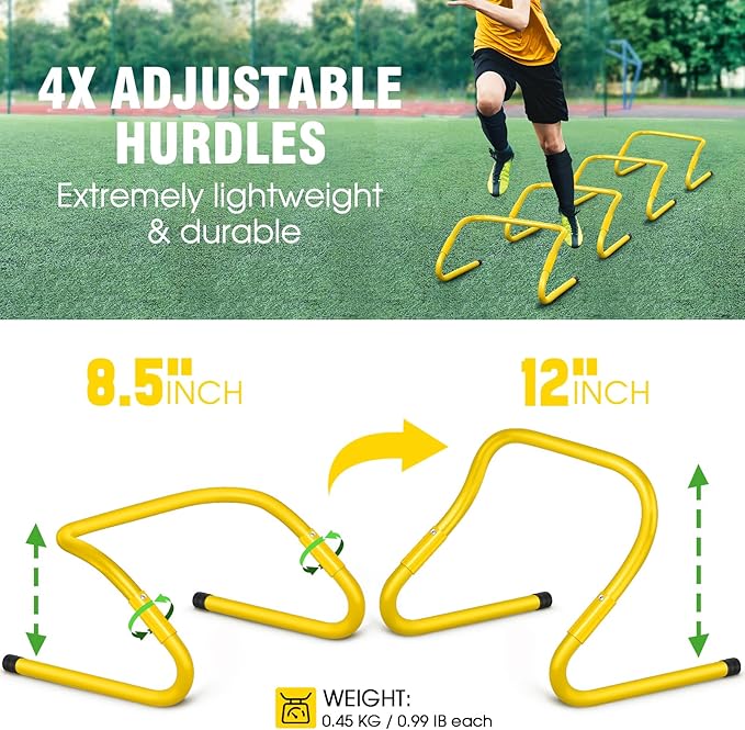 Agility Ladder Speed Training Equipment Set-20ft Agility Ladder,12 Soccer Cones,4 Hurdles, Jump