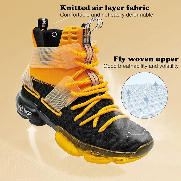 JMFCHI Kids Basketball Shoes High-top Sports Shoes Sneakers Durable Lace-up Non-Slip Running Shoes