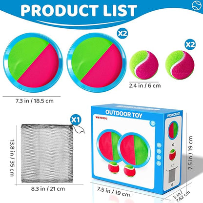 Toss and Catch Ball Game Set, Beach Outdoor Toys for Kids Boys with Paddle, Balls and Storage Bag