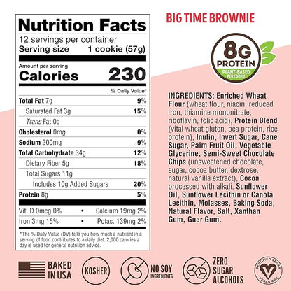 Lenny & Larry's The Complete Cookie, Big Time Brownie, Soft Baked, 8g Plant Protein, Vegan