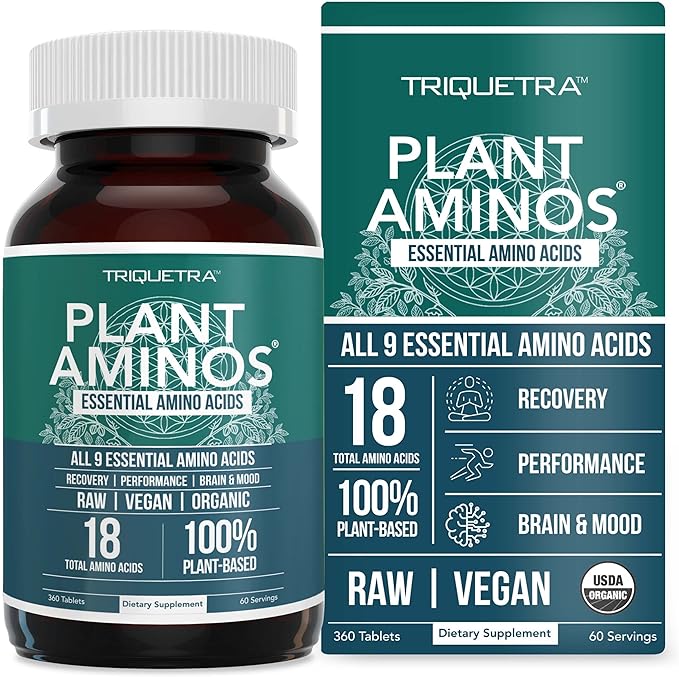 Plant Aminos Organic Essential Amino Acids (EAAs) & BCAA - 100% Plant-Based Raw, Vegan - All 9