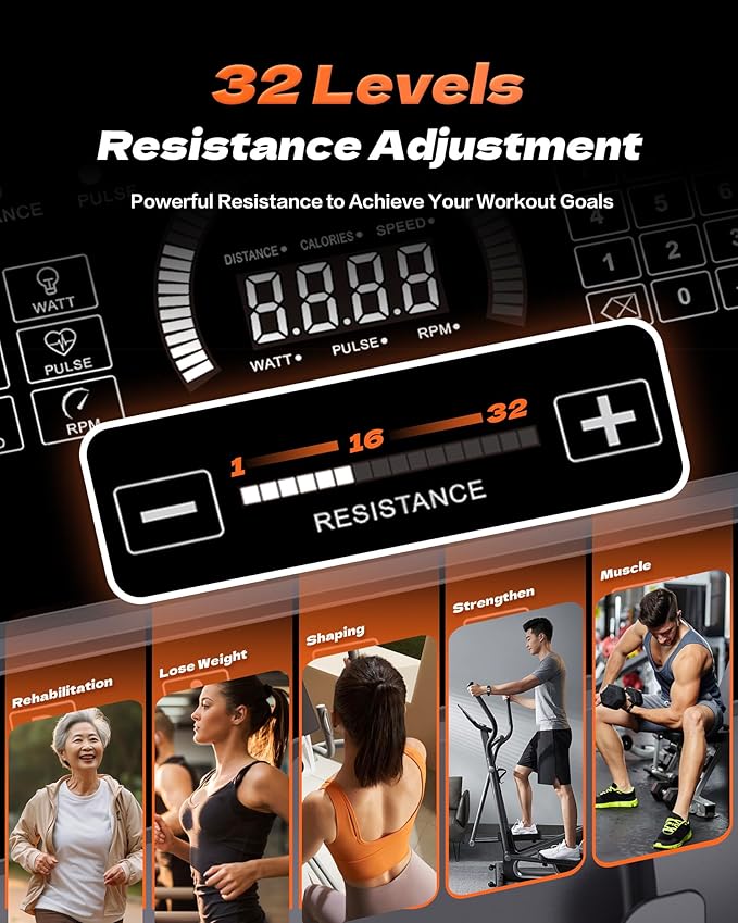 Elliptical Machine, Elliptical Exercise Machine for Home with Hyper-Quiet Magnetic Drive System