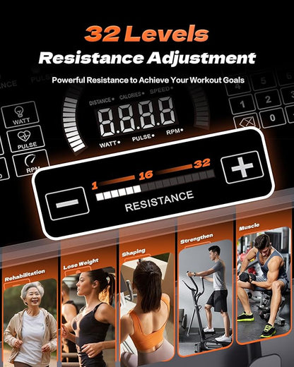 Elliptical Machine, Elliptical Exercise Machine for Home with Hyper-Quiet Magnetic Drive System