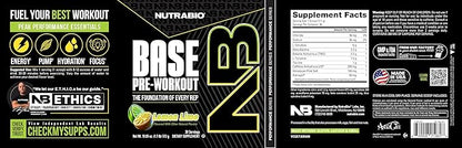 NutraBio Base Pre-Workout Powder 200mg Caffeine, Sustained Energy, Focus, Endurance, Pump, Sugar