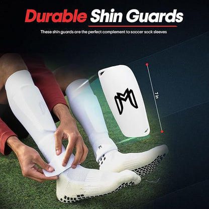 Soccer Grip Socks, Shin Guards, Pre Cut Sock Sleeves, and Guard Straps Bundle Pack - Essential