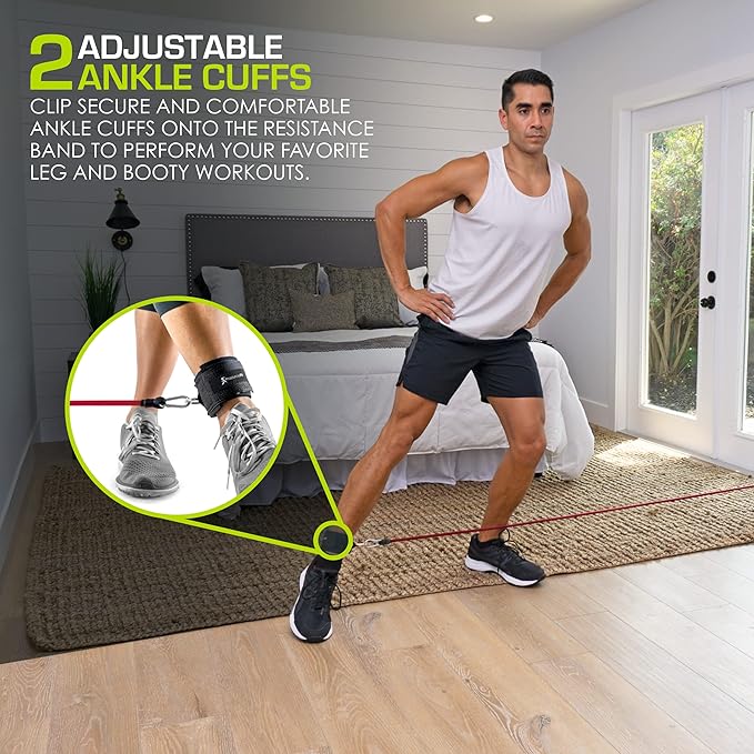 ProsourceFit Single Stackable Resistance Bands with Door Anchor and Exercise Guide, 5-8 LB, Heavy