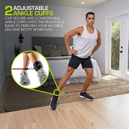 ProsourceFit Single Stackable Resistance Bands with Door Anchor and Exercise Guide, 5-8 LB, Heavy