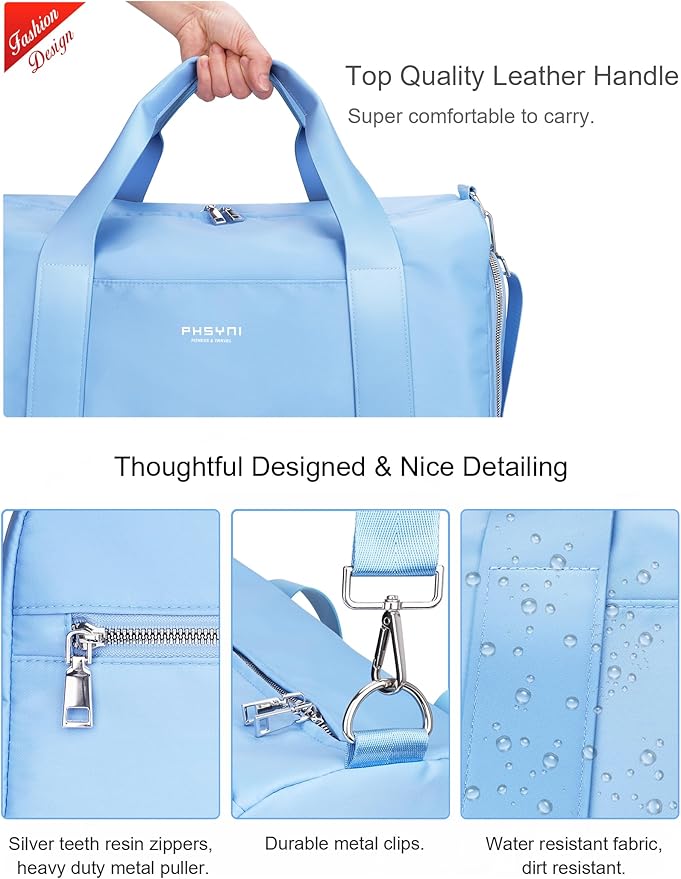 Gym Bag for Women Girls with Shoe Compartment & Wet Pocket - Duffle Bag for Travel Sports Fitness