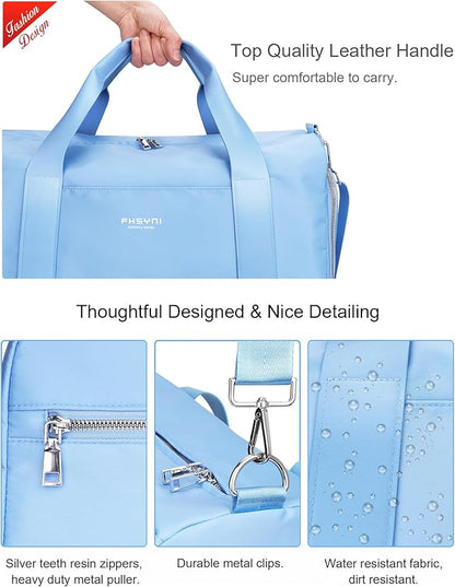 Gym Bag for Women Girls with Shoe Compartment & Wet Pocket - Duffle Bag for Travel Sports Fitness