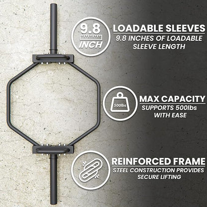 Synergee 20kg and 25kg Chrome or Black Olympic Hex Barbell Trap Bar with Rotating, Flat or Raised