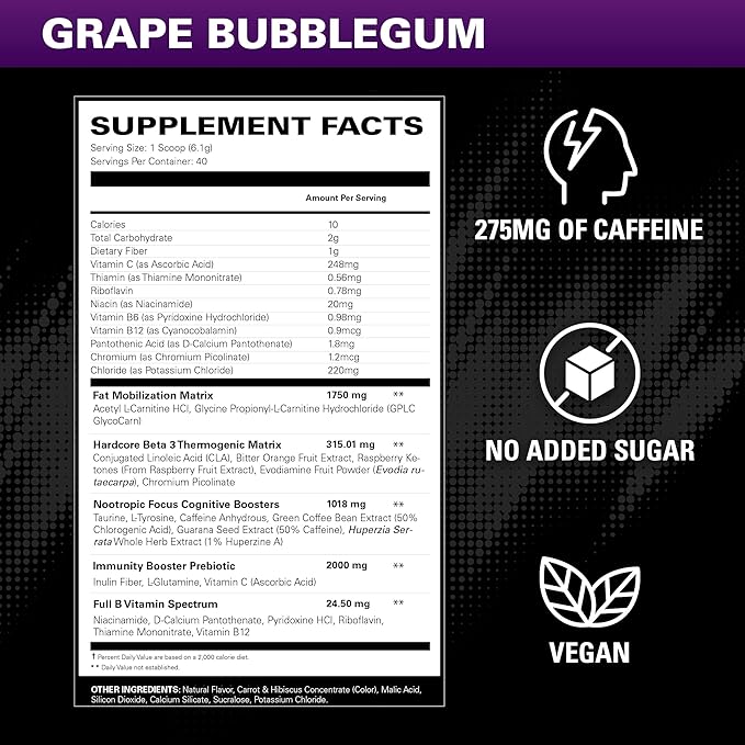 EHP Labs OxyShred Hardcore Super Dosed Pre Workout Powder - Preworkout Powder with L Glutamine &