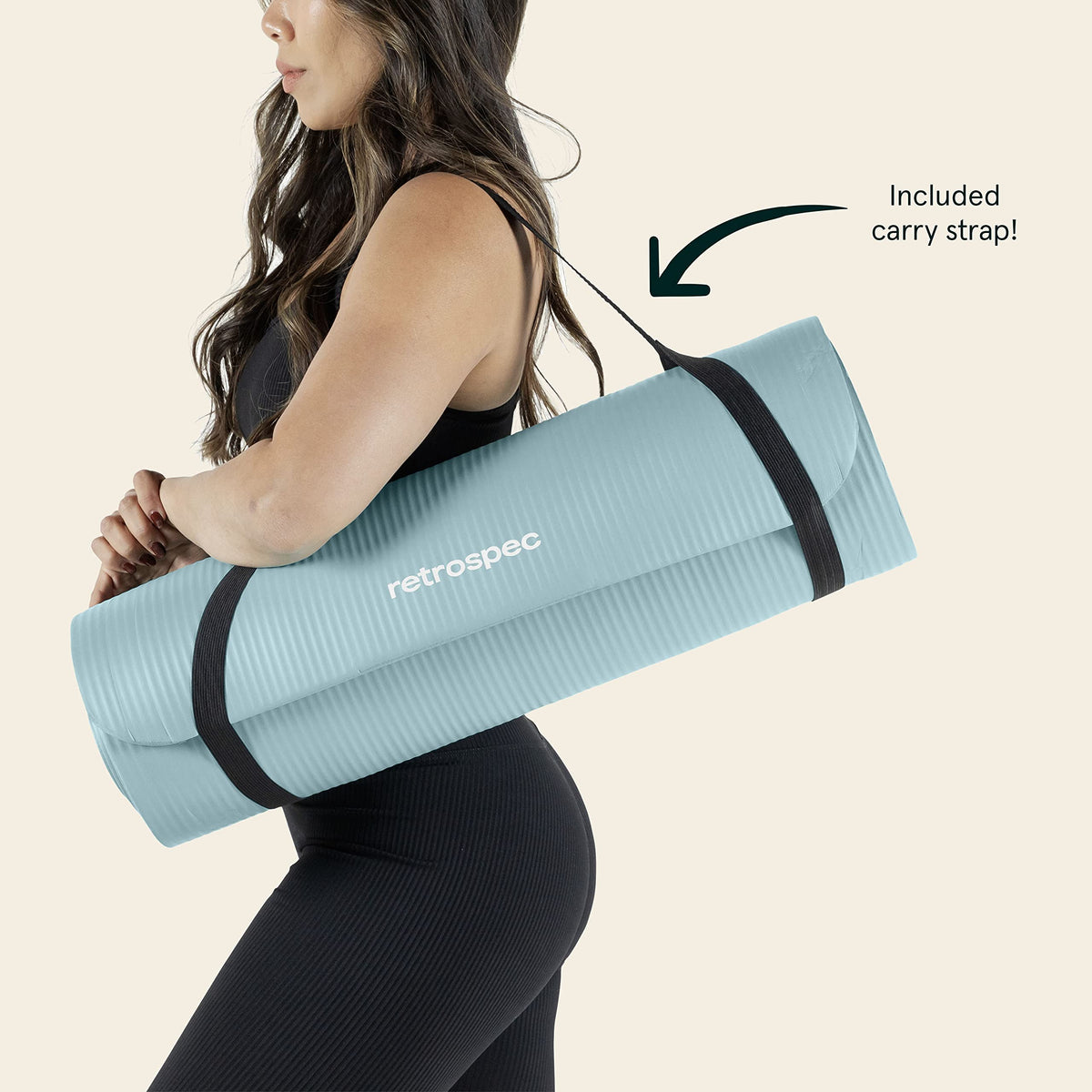 Retrospec Solana Yoga Mat 1" Thick w/Nylon Strap for Men & Women - Non Slip Exercise Mat for Home