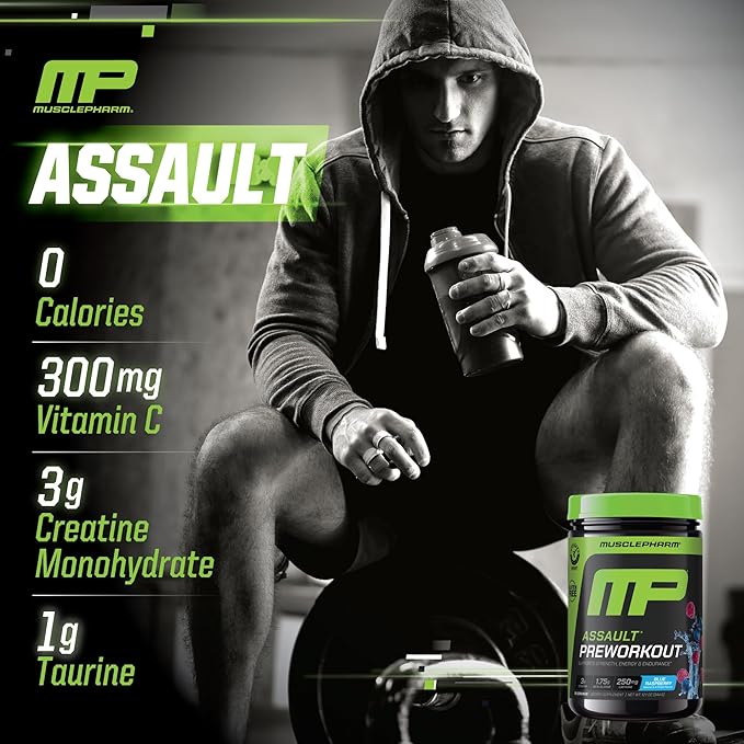 Muscle Pharm Assault Energy & Strength Pre Workout Powder for Men & Women with Beta Alanine