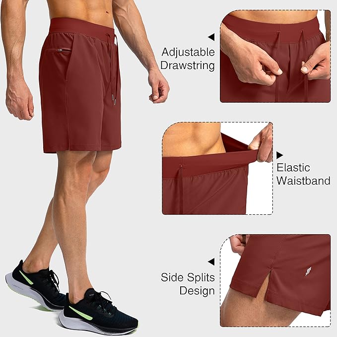 Men's Running Shorts with Zipper Pockets 9 Inch/ 7 Inch / 5 Inch Lightweight Quick Dry Gym Workout