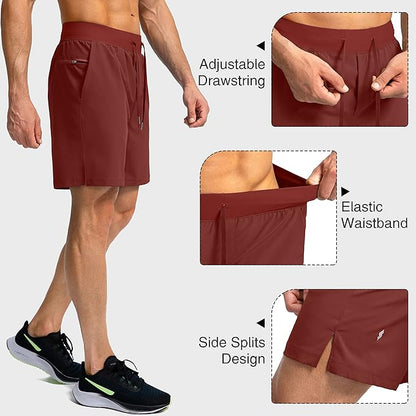 Men's Running Shorts with Zipper Pockets 9 Inch/ 7 Inch / 5 Inch Lightweight Quick Dry Gym Workout