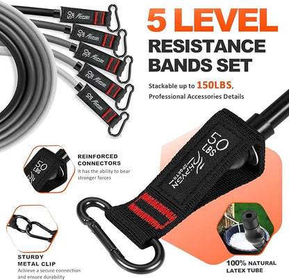 HPYGN Resistance Bands, Exercise Bands with Handles, Fitness Bands, Workout Bands with Door Anchor