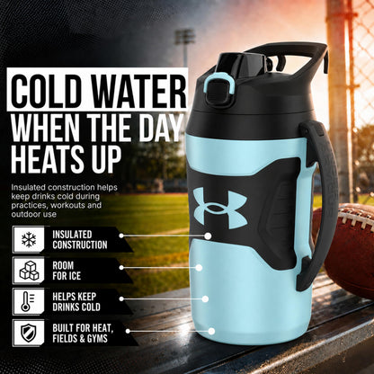 Under Armour Insulated Water Bottle with Handle & Fence Hook, Half Gallon Sports Water Jug