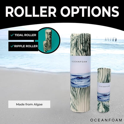 Oceanfoam Ripple Travel Foam Roller (11" x 3.35") Firm Mini Foam Roller for Physical Therapy, Deep