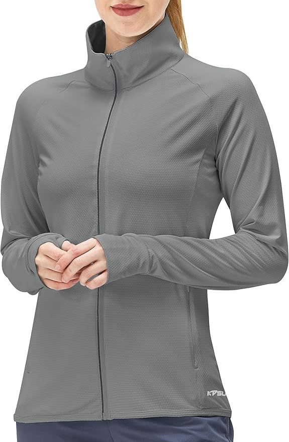 Women's UPF 50+ UV Sun Protection Clothing Long Sleeve Athletic Hiking Shirts Lightweight SPF Zip